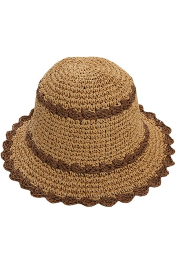 Straw Hats for Women Color Trim Foldable Bucket Sun Hat Summer Beach Hat Fishing Hat Summer Vacation Accessories