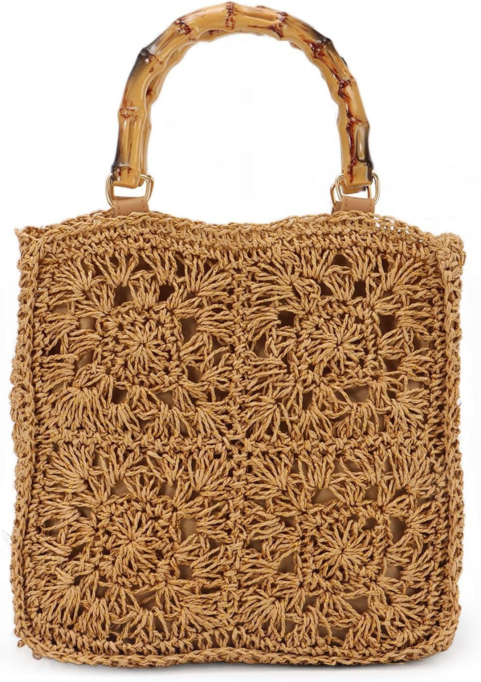 LinYooLi Straw Purse Tote Handbags Rattan Woven Beach Clutch Bag for Women Beach Summer Travel