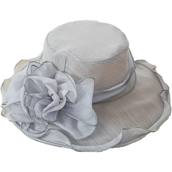 LinYooLi Summer Organza Flower Big Brimmed Sun Hat Women's Sunscreen Foldable Travel Light Flat-top Cap