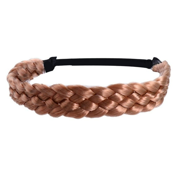 LinYooLi Synthetic Braid Headband,Braids Elastic Stretch Braided,Wide Plaited Hair Braids Band for Women Girls(dark brown)