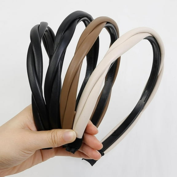 LinYooLi Thin Leather Headbands for Women Girls, Womens Fashion Headbands Non Slip Hair Head Bands Simple Hairbands Hoop Accessories