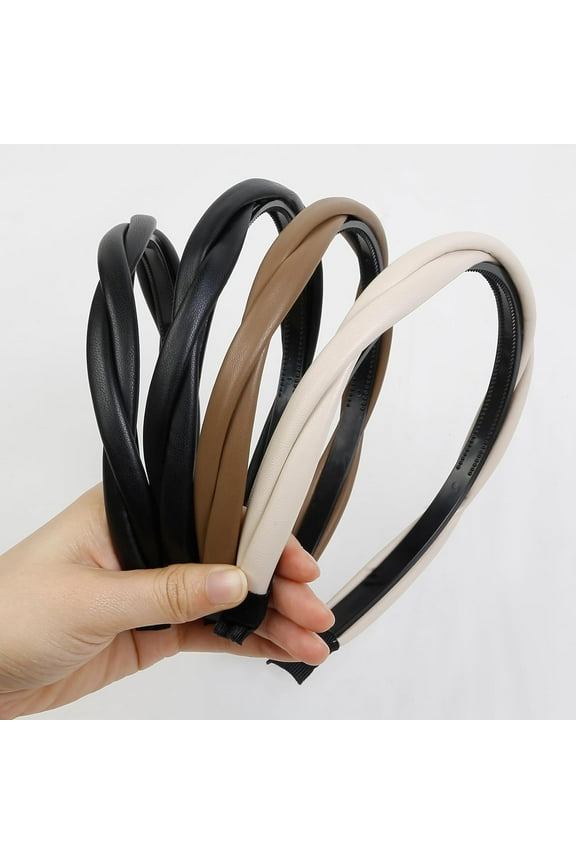 Thin Leather Headbands for Women Girls, Womens Fashion Headbands Non Slip Hair Head Bands Simple Hairbands Hoop Accessories
