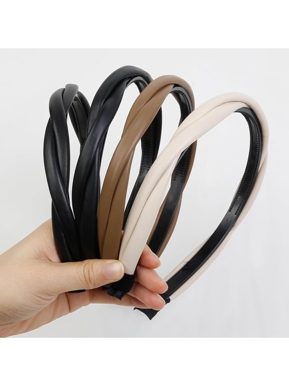 Thin Leather Headbands for Women Girls, Womens Fashion Headbands Non Slip Hair Head Bands Simple Hairbands Hoop Accessories