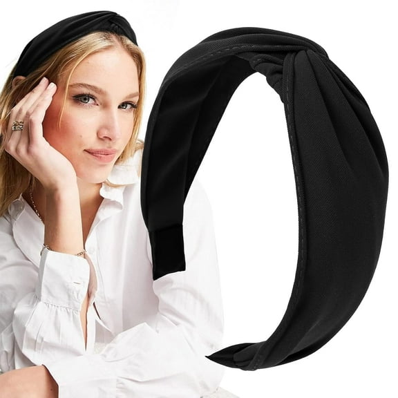 LinYooLi Top Knotted Headbands for Women Girls, Twist Wide Head Bands Yoga Non Slip Fashion Elastic Hairbands for Women's Hair Accessories (Yellow)