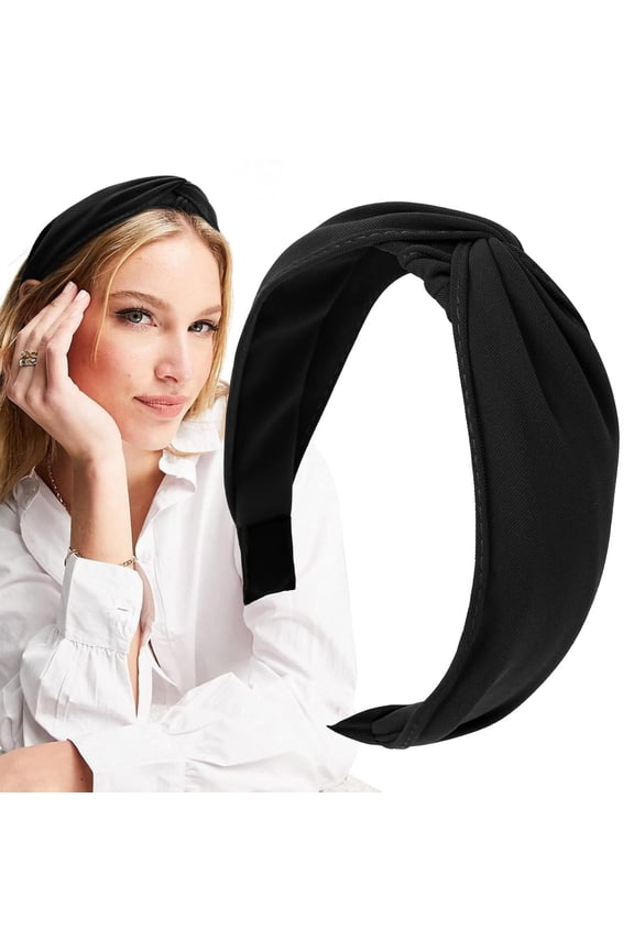 Top Knotted Headbands for Women Girls, Twist Wide Head Bands Yoga Non Slip Fashion Elastic Hairbands for Women's Hair Accessories (Yellow)