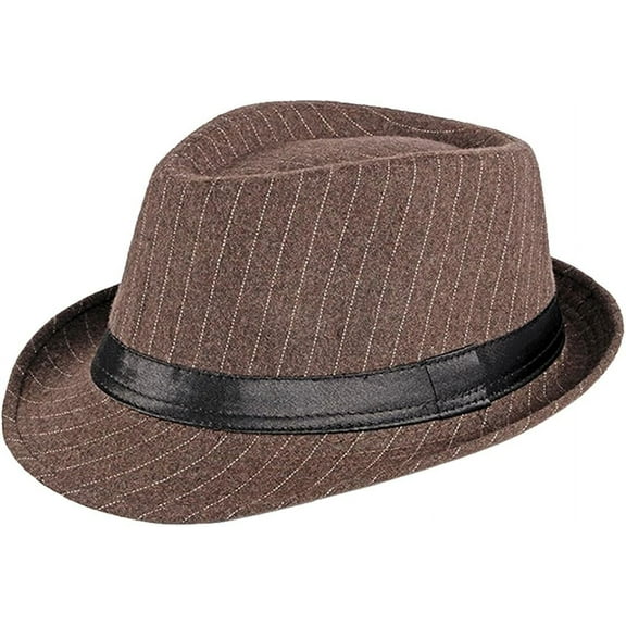 LinYooLi Unisex Classic Manhattan Structured Gangster Trilby Fedora Hat