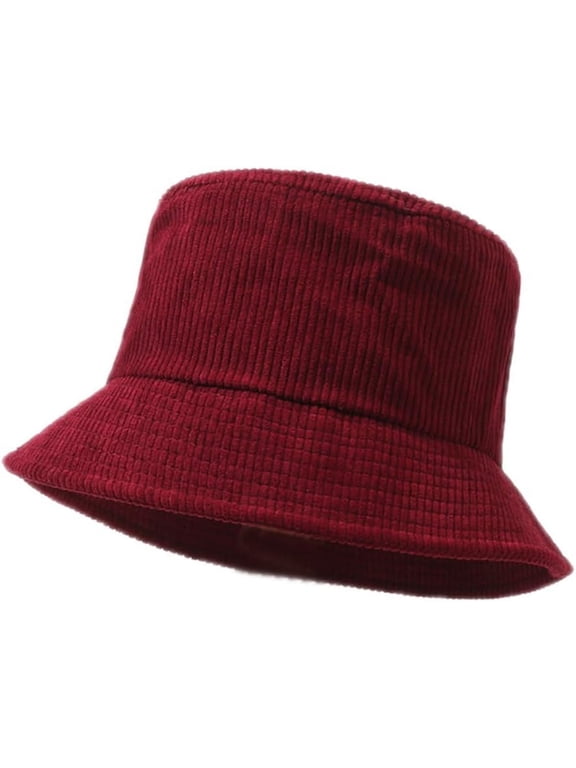 Unisex Corduroy Bucket Hat Adjustable Size Long Brim Fisherman Cap for Women Men
