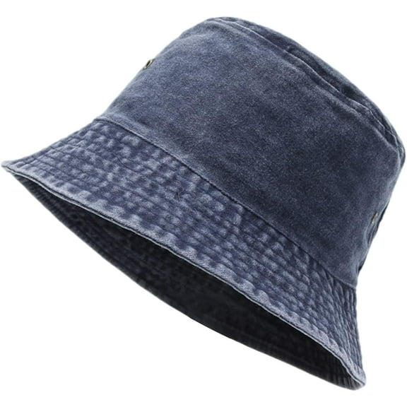 LinYooLi Unisex Denim Bucket Hat Packable Summer Beach Travel Sun Protection Cap Cotton Adjustable Trendy Outdoor Fishing Hat