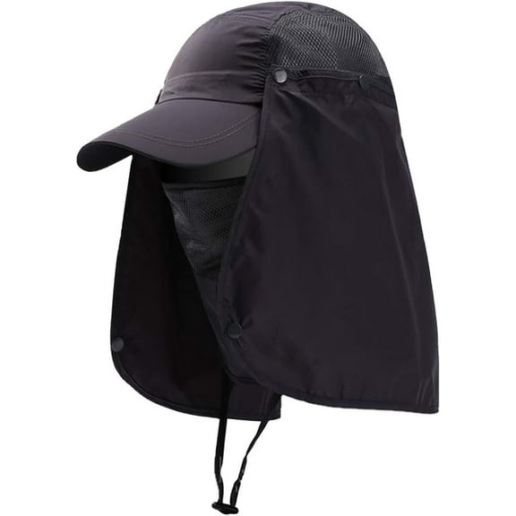 LinYooLi Unisex UPF 50  360° Sun UV Protection Sunhat with Face Neck Flap Portable Foldable Baseball Cap