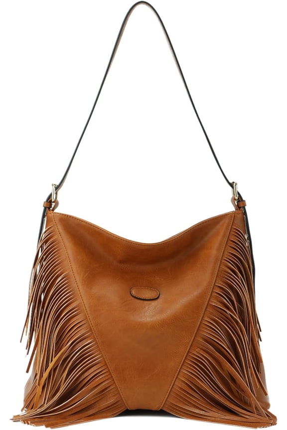 Genmaisima Vintage Fringe Shoulder Bags For Women Tassle Hobo Bags Large Crossbody Fringe Purse