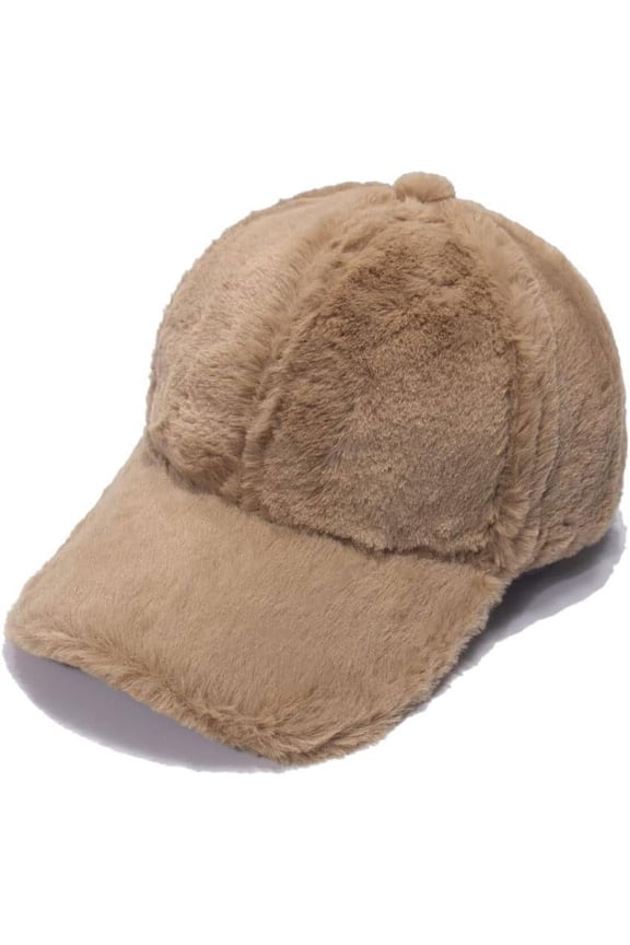 Winter Faux Fur Baseball Cap Hat Warm Fleece Adjustable Baseball Cap for Women Men
