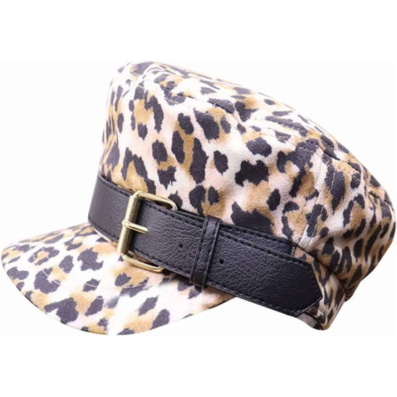 LinYooLi Women Animal Pattern Buckle Newsboy Cap Visor Flat Top Sailor Fiddler Bakerboy Hat Army Cap