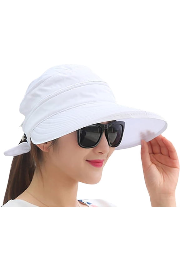 Women Beach Sun Hat 2 in 1 Travel Sun Visor Outdoor Sun Protection Baseball Hat Zipper Detachable Crown 22.75"