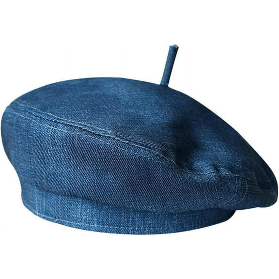 LinYooLi Women Denim Cotton Beret Hat Strap Artist Hat