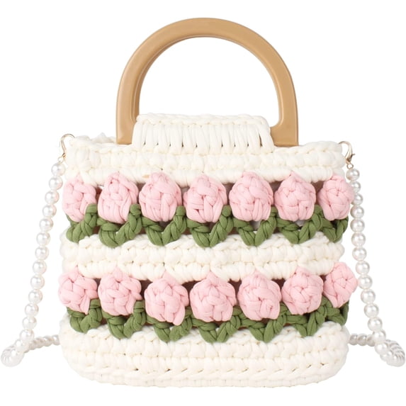 LinYooLi Women Drawstring Shoulder Bag Straw Weave Handbag Summer Beach Purse