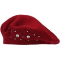 thumbnail image 1 of LinYooLi Women Embroidered Flower Bling Rhinestone Classic French Beret Hat, 1 of 7