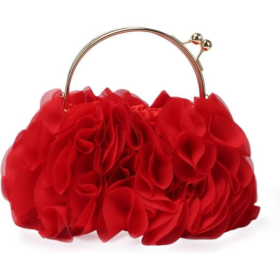 LinYooLi Women Floral Clutch Purses Satin Flower Evening Bag Party Prom Handbags
