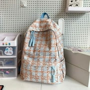 LinYooLi Women Kawaii Pink Teenager Nylon Laptop Lady Cute Book Bag Girl Trendy College Plaid Backpack Fashion Female Travel School Bags