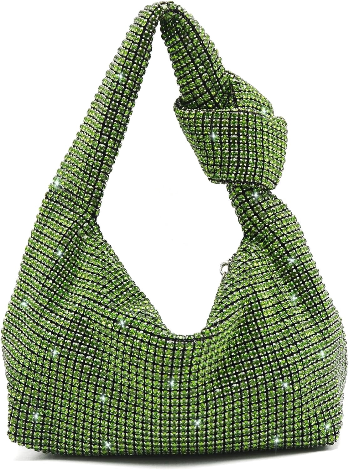 LinYooLi Women Knotted Handbag Sparkly Rhinestone Hobo Dumpling Bag Diamond Glitter Evening Clutch Purse