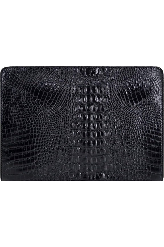 Women Large Crocodile Pattern Faux Leather Handbag Evening Clutch Purse Portfolio Coffee
