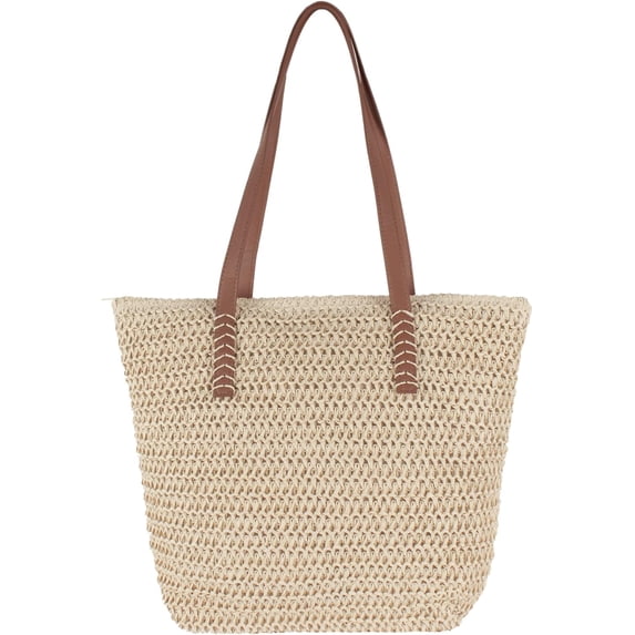 LinYooLi Women Large Straw Woven Shoulder Bag Beach Travel Top-handle Bag Tote