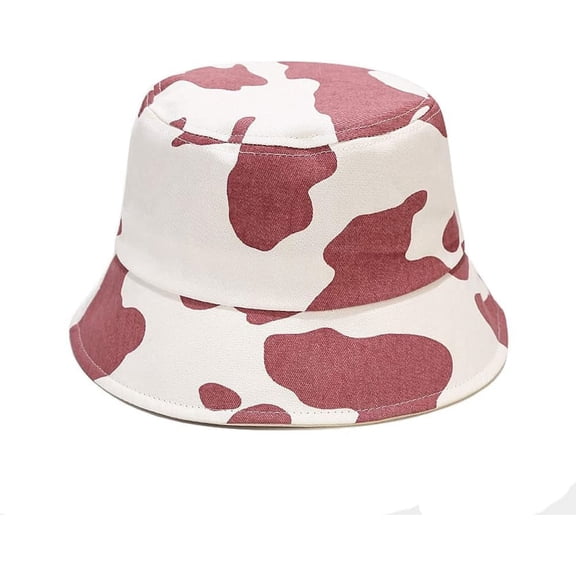 LinYooLi Women Men Milk Cow Print Bucket Hat Fisherman Cap Summer Travel Bucket Beach Outdoor Sun Hat
