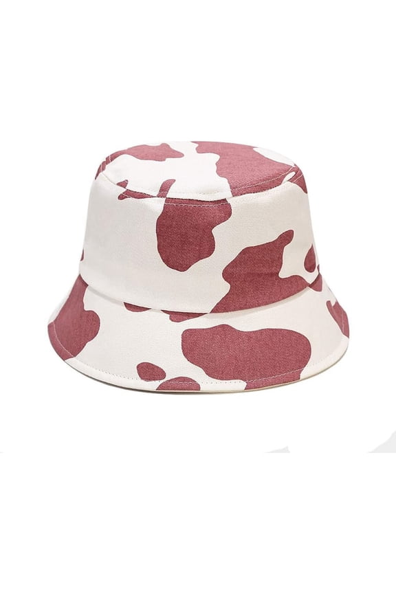 Women Men Milk Cow Print Bucket Hat Fisherman Cap Summer Travel Bucket Beach Outdoor Sun Hat