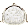thumbnail image 1 of LinYooLi Women Mini False Pearls Chain Strap Cross-body Shoulder Bag Pearls Top-handle Bag Evening Clutch Handbag, 1 of 7