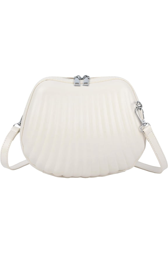 Women Mini Seashell Cross-body Bag Long PU Strap Shoulder Bag Evening Clutch Handbag