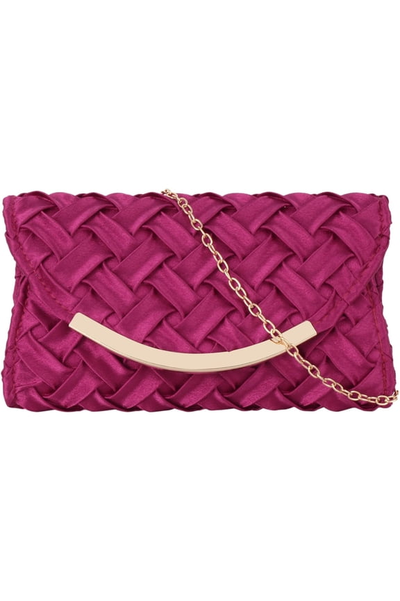 Women Mini Woven Pattern Envelope Flap Handbag Evening Clutch Cross Body Shoulder Bag