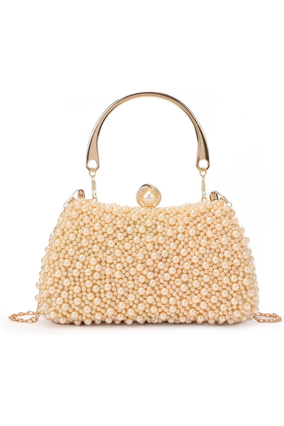 Women Pearl Evening Handbags Noble Crystal Beaded Clutch Purse for Wedding Bridal Parites Prom