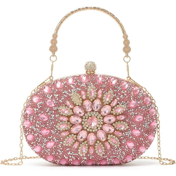 LinYooLi Women Rhinestone Evening Clutch Purse Bag Bling Glitter Sparkly Diamond Tote Bag Crystal Wedding Party Bag