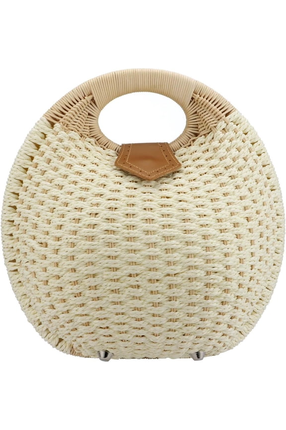 Women Shell Shape Straw Bag Rattan Woven Beach Handbags Summer Straw Tote Bag