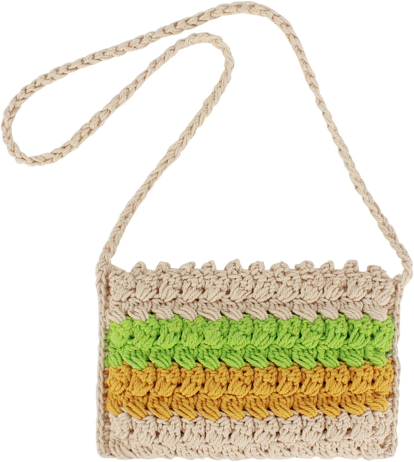 LinYooLi Women Small Cotton Crochet Cross-body Bag Bohemian Shoulder Bag Purse