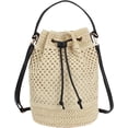 thumbnail image 1 of LinYooLi Women Small Hollow Out Straw Woven Cross-body Bag Top-handle Bag Drawstring Bucket Bag, 1 of 6