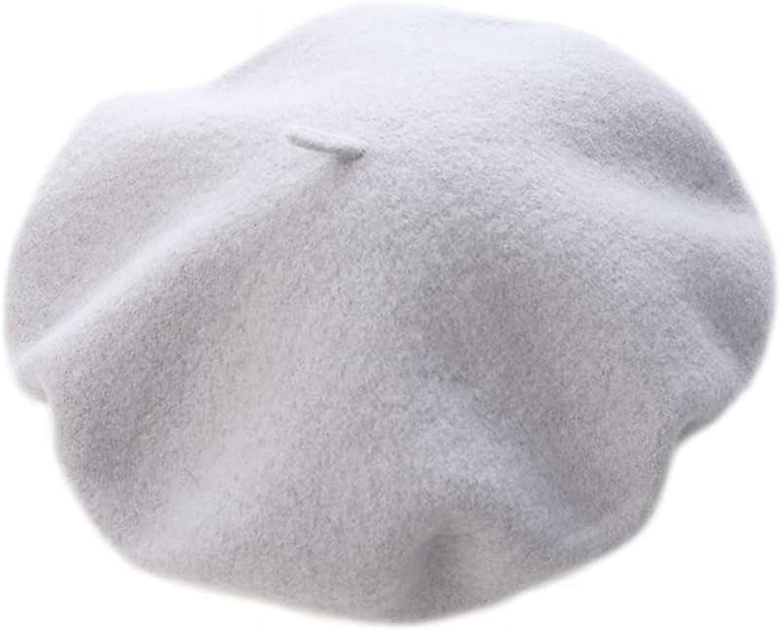 Women\'s Winter Knit Beret Hat Rabbit Hair French Warm Casual Beanie Hat White Sweet Faux Rabbit Fur Beret Hat Women Autumn Winter Thicken  main image 3