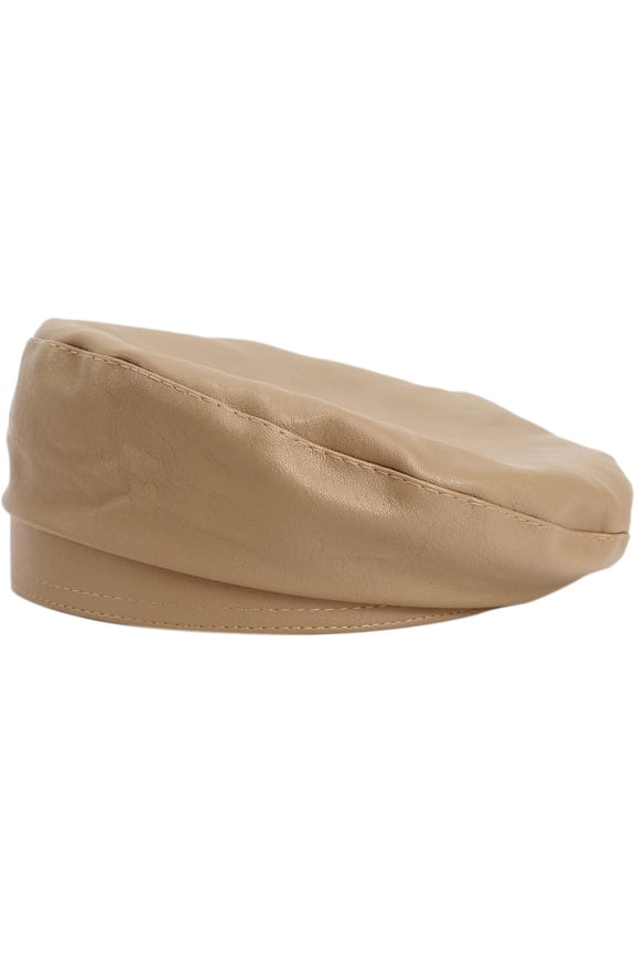 Women Spring Fall Winter Faux Leather Beret Classic British Style Hat