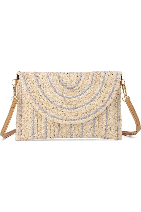 Women Straw Clutch Bag Summer Beach Handwoven Envelope Wallet Crossbody Handbags