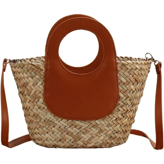 LinYooLi Women Straw Crossbody Bag Summer Beach Weave Shoulder Bag Rattan Wicker Handbag