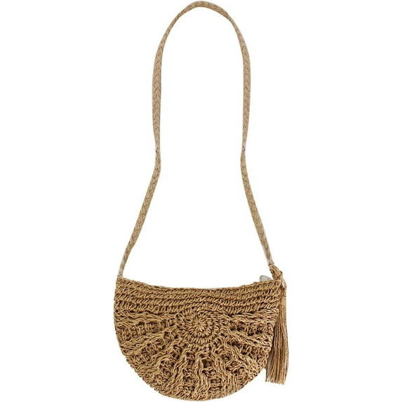 LinYooLi Women Straw Crossbody Bag Weave Shoulder Bag Tassels Summer Beach Purse