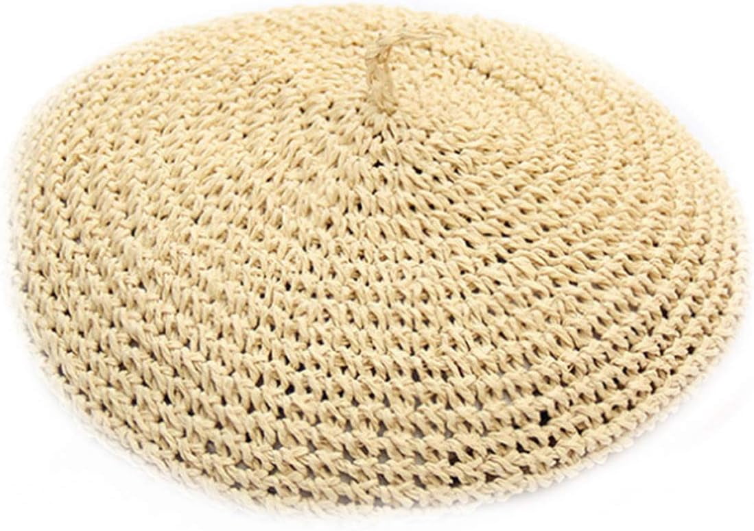 2887 Women Summer Straw Woven Sunhat Classic French Style Beret Artist JH JOEJERRY Straw Crochet Flower Beret Hat French Beret Cap  main image 4