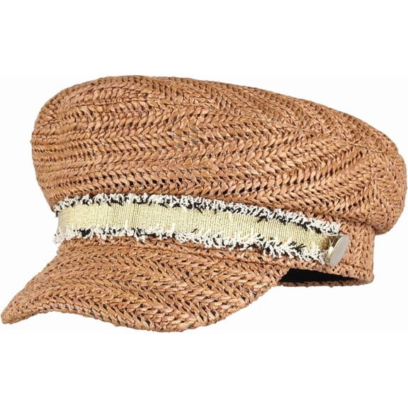 LinYooLi Women Summer Wide Brim Straw Woven Sun Hat Visor Flat Top Newsboy Cap Painter Hat
