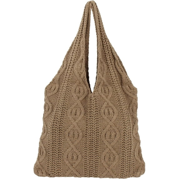 LinYooLi Women Twist Pattern Woolen Yarn Woven Shoulder Bag Top-handle Bag Tote