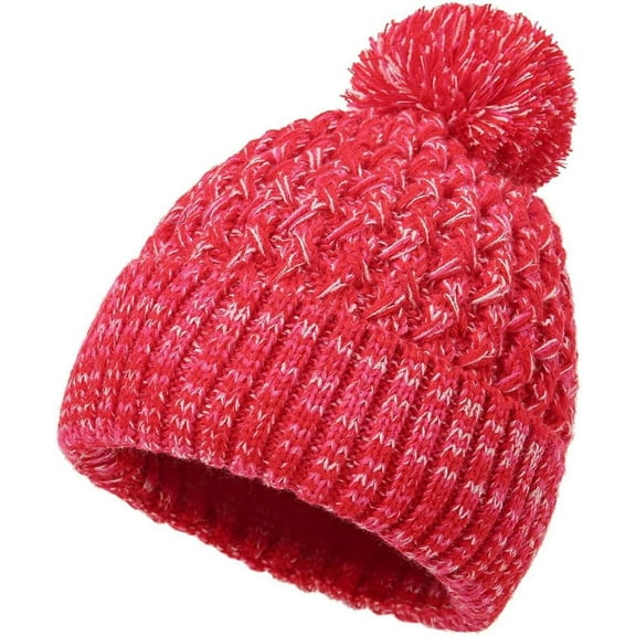 LinYooLi Women Winter Knitted Beanie Hat Pompom Colorful Knit Cap Warm Skull Cap