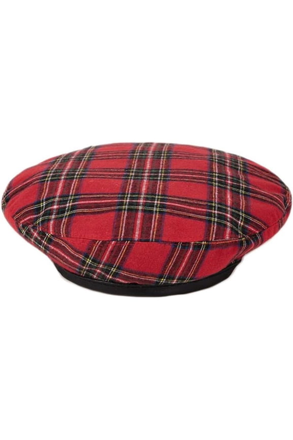 Women Winter Plaid French Beret Hat Tartan Check Artist Painter Hats Beanie Cap