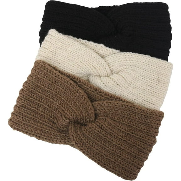 LinYooLi Women's 3 Piece Twist Knotted Boho Headband Hair Bands