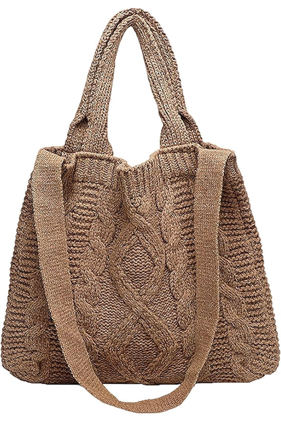 Women's Cute Crochet Tote Bag Aesthetic Y2k Knitted Beach Bag Hobo Handbag Large Capacity Crossbody Shoulder Bags