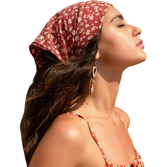LinYooLi Women's Flower Hair Scarf Head Scarves Kerchief Lightweight Bandana