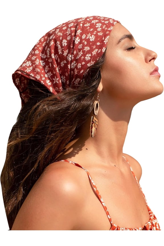 Women's Flower Hair Scarf Head Scarves Kerchief Lightweight Bandana