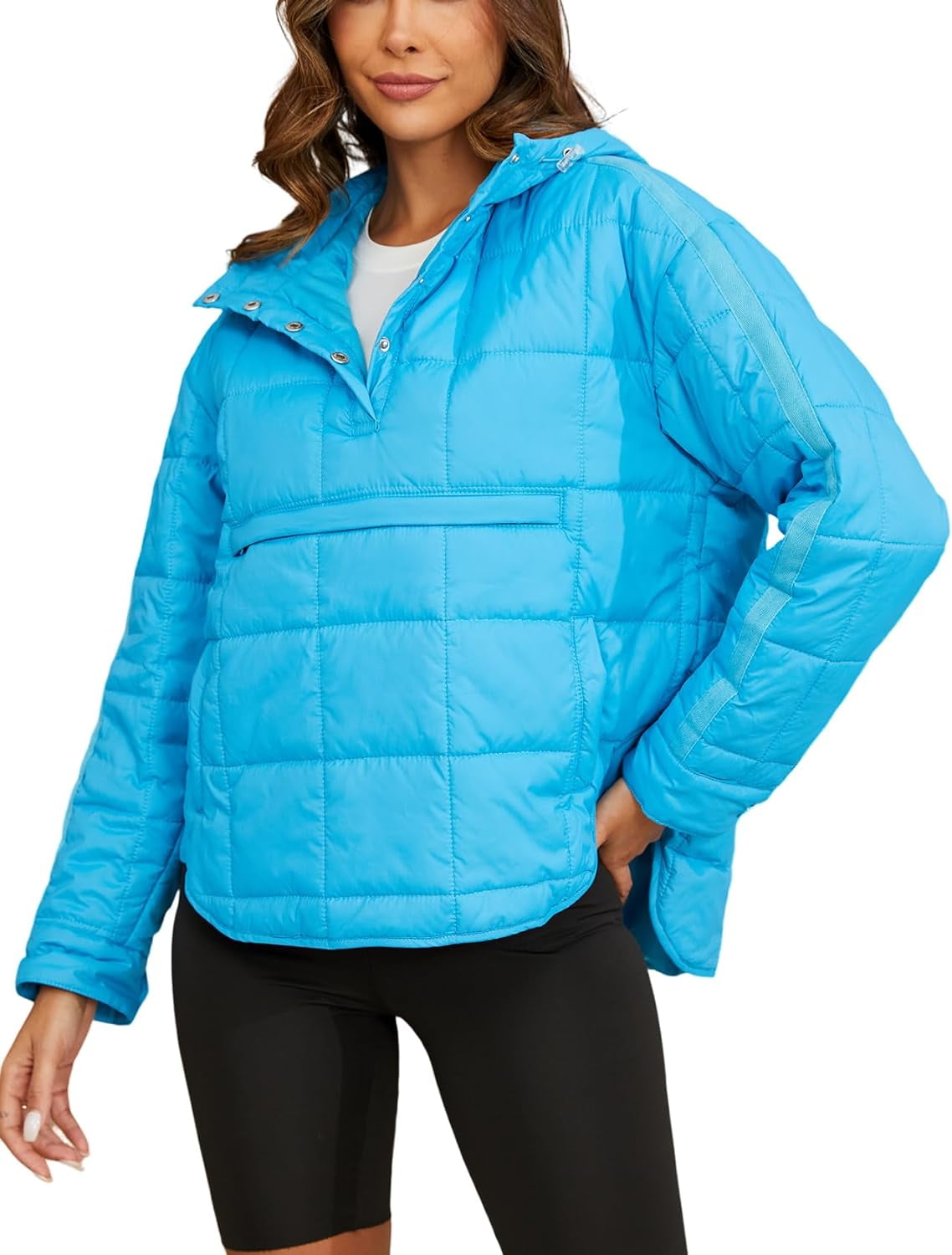 LinYooLi Women's Hooded Puffer Jackets Warm Oversized Dolman Quilted